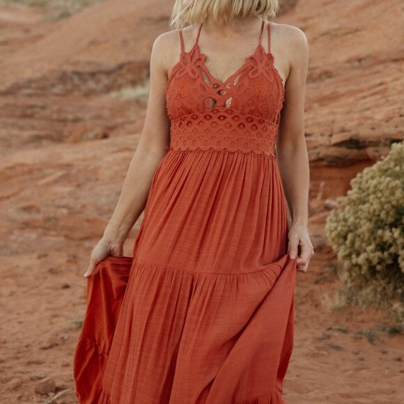 Baltic Born Summerlin Lace Top Maxi Dress | Rust Size XLXL - Picture 3 of 5